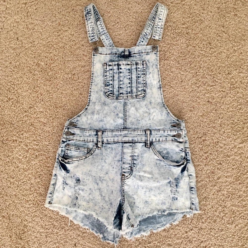 Acid wash blue overalls